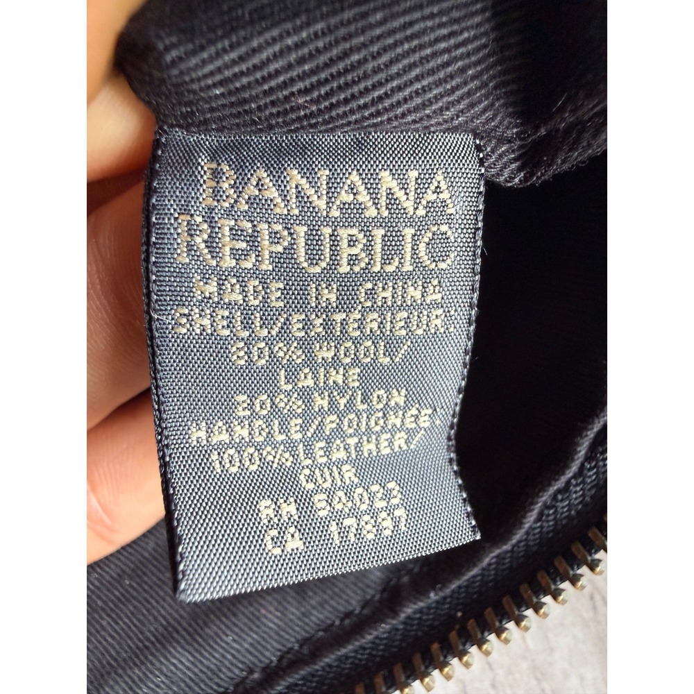 Banana Republic Wool Herringbone Hobo Bag Leather Tweed Shoulder Purse Academia - Picture 11 of 12